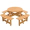 Gardenised Outdoor Round Picnic Table with Bench, 8-Person, Stained Wood QI003903.ST - alternate 1